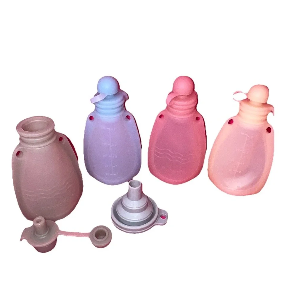 4pk Reusable Baby Food Pouches 5.5oz‎ BPA Free Refillable Squeeze Pouch PandaEar